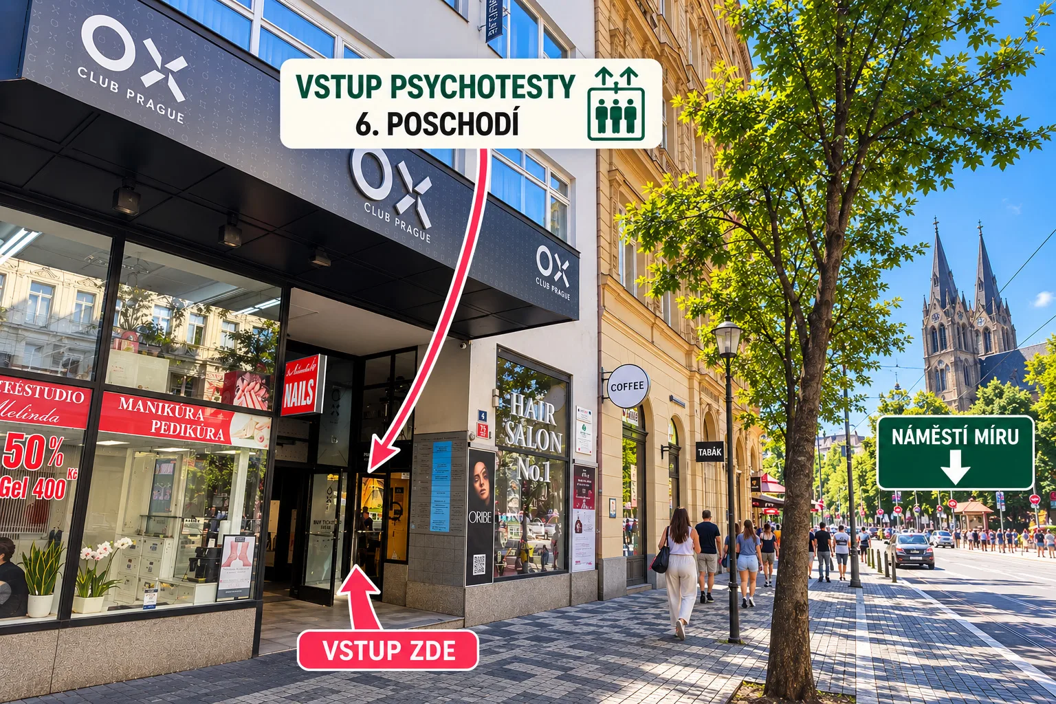 Vchod do budovy s vyšetřovnou ve Francouzské ulici